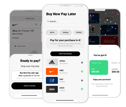 BNPL - loyalty cash out with digital gift cards app screenshots showing this process